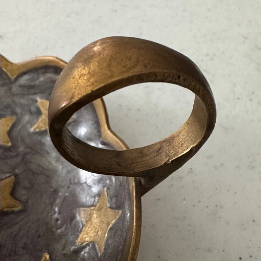 Solid Brass Candle Holder with Enamel and Star Details from Germany